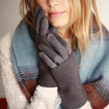Suede Touch Screen Gloves With Knitted Cuff, 3 of 8
