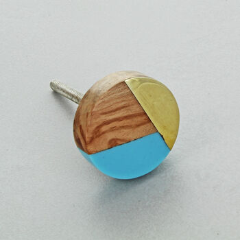 Three Tone Wood, Resin And Gold Handles And Knobs, 3 of 6