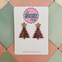 Red And Green Glitter Christmas Tree With Gold Star Topper Earrings, thumbnail 1 of 5