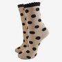 Polka Dot Glitter Socks In Beige / Black, thumbnail 4 of 5
