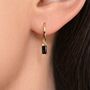 Black Onyx Hoop Earrings – Gold Huggie Earrings, thumbnail 1 of 3
