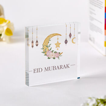 Eid Mubarak Crescent Moon Acrylic Plaque Gift, 3 of 5