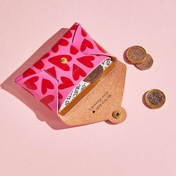 Personalised Love Heart Pink Leather Card + Coin Purse, 3 of 7