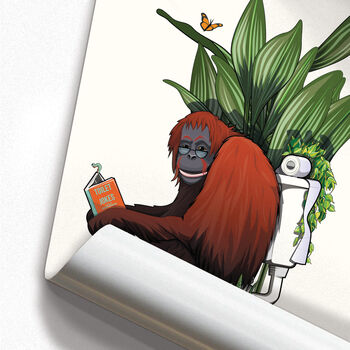 Orangutan Toilet Print, Bathroom, Funny Wildlife Poster, 2 of 7
