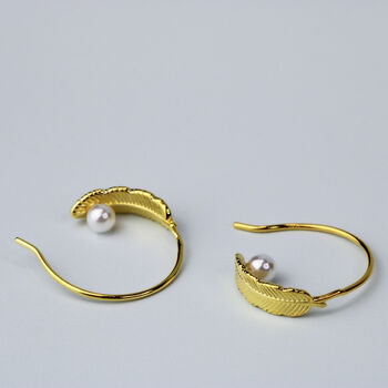 Gold Colour Sterling Silver Feather Hoop Earrings, 4 of 5