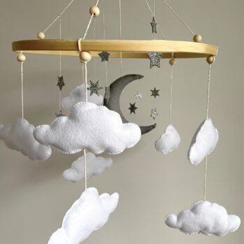 Handmade Moon And Stars Baby Crib Mobile, 3 of 5