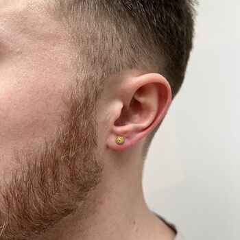 Gold Mens Compass Stud Earring, 4 of 11