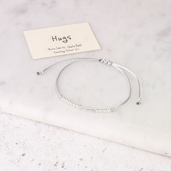 Sterling Silver 'Hugs' Morse Code Bracelet, 6 of 7