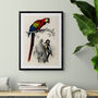 Vintage Illustration Parrot Wall Art Print, thumbnail 1 of 4