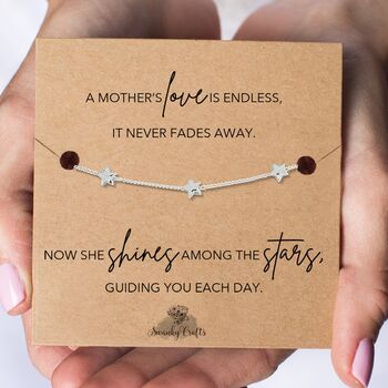 Mom Memorial Gift With A Gold Plated Or Silver Plated Star Bracelet And Card, 3 of 4