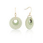 Green And Cream Geometric Circular Earrings • Gold Plated Sterling Silver Hooks, thumbnail 5 of 10