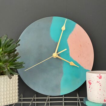 Navy, Teal And Blush Eco Resin Clock, 2 of 3