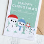 Family Christmas Card Personalised With Snow People, thumbnail 2 of 4