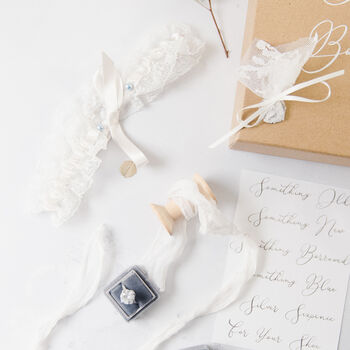Personalised Tie Style Lace Wedding Garter, 10 of 11