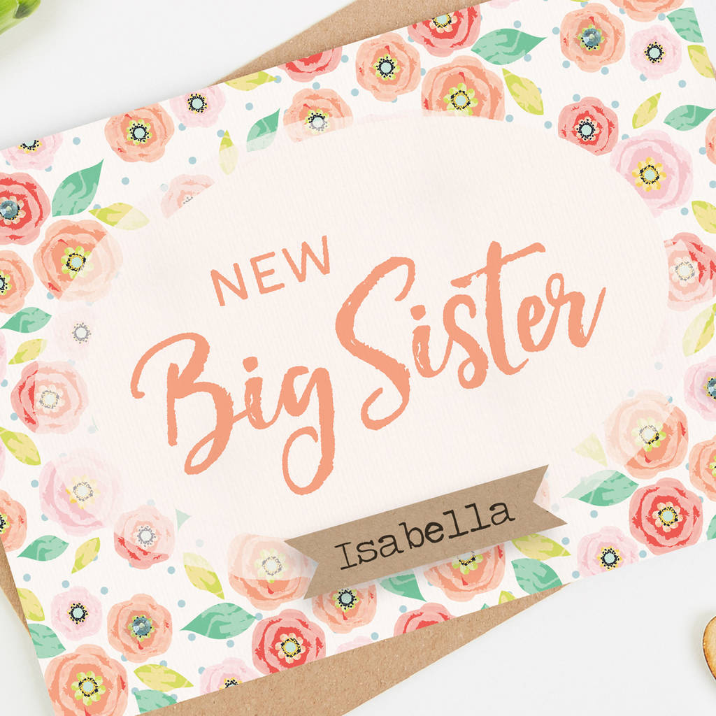 New Big Sister Card Personalised By LOOM Weddings Notonthehighstreet