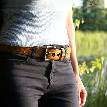 Reclaimed Fire Hose Big Yellow Belt, 2 of 4