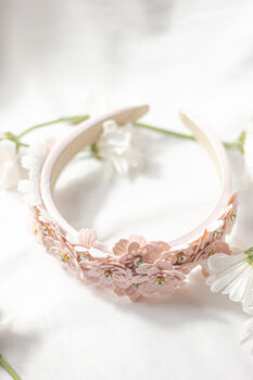 Pink Flower Embellished Headband With Gems, 2 of 6