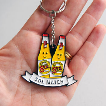 'Sol Mates' Beer Keyring For Partner, 4 of 5