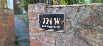 Personalised Linear Art Deco With Street Name House Address Bespoke Plaque, 3 of 4