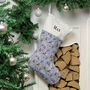 Personalised Cats Christmas Stocking In Blue, thumbnail 3 of 7