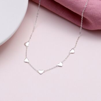 Sterling Silver Five Hearts Necklace For 50th Birthday, 4 of 4