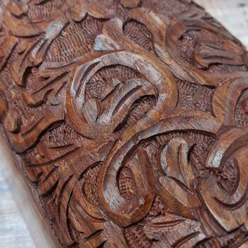 Wooden Floral Carved Chest, 2 of 8