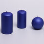 G Decor Grace Indigo Blue Metallic Shine Pillar Candle, thumbnail 3 of 7