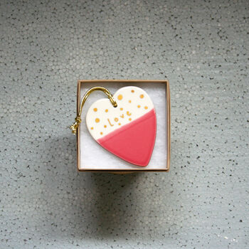 Ceramic Hanging Pink Love Heart Decoration, 2 of 3