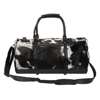 Black And White Pony Hair Leather Classic Duffle, 2 of 8