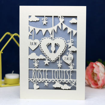 Personalised Papercut Baby Card, 5 of 8