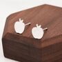 Apple Stud Earrings In Sterling Silver, thumbnail 3 of 9