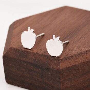 Apple Stud Earrings In Sterling Silver, 3 of 9