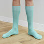 Mens Aqua Green Luxury Ribbed Dress Socks, thumbnail 1 of 7