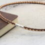 Mens Personalised Braided Cork Necklace Sterling Silver Clasp, thumbnail 2 of 8