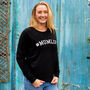 '#Mum Life' Sweatshirt In Black With Silver Glitter, thumbnail 4 of 4