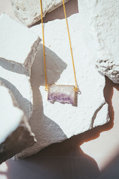 Amethyst Slice Necklace 18k Gold Plated Christmas Gift Present, 5 of 8