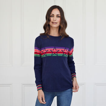 Maria Cotton Cashmere Star Jumper, 4 of 10