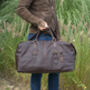 Vintage Look Genuine Leather Holdall With Zip Detail, thumbnail 3 of 12