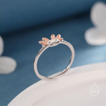 Sterling Silver Tiny Axolotl Ring, 4 of 12
