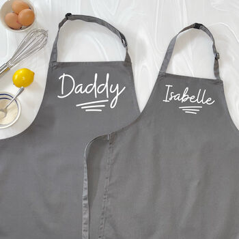 Personalised Daddy And Child Ballpoint Apron Set, 2 of 8