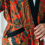Red Men's Full Length Batik Kimono Robe, thumbnail 6 of 6