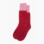 Wool Blend Boot Socks Mid Calf Colour Block Red Pink, thumbnail 3 of 3