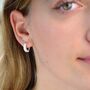 Sterling Silver Cz Sparkle Baguette Mini Hoop Earrings, thumbnail 5 of 8