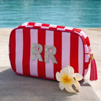 Personalised Stripe Tassel Makeup Cosmetic Bag, 2 of 4