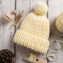 Kids Pom Pom Beanie Hat Easy Knitting Kit, thumbnail 1 of 5