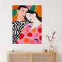 Sweet Dreaming Sleeping Couple Bright Wall Art Print, thumbnail 1 of 6
