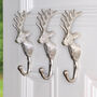 Set Of Three Silver Woodland Stag Wall Hooks, thumbnail 1 of 7