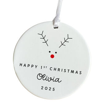 Personalised Happy First Christmas Ceramic Ornament Gift, 2 of 7