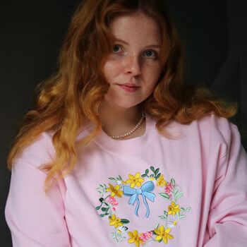 Spring Embroidered Wreath Sweater, 4 of 8