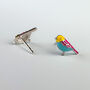 Sterling Silver Colourful Bird Stud Earrings, thumbnail 5 of 9